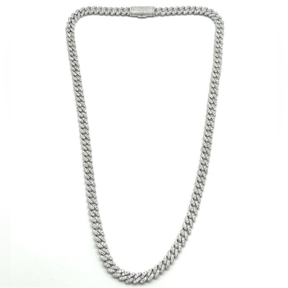 925 Silver 8.6CTW Moissanite Slim Miami Cuban Chain